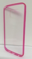 Capa em Silicone  Aro Rosa e Traseira Transparente  Samsung Galaxy Galaxy S6 Edge (Samsung G928) Transparente