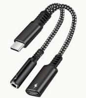 Adaptador USB Tipo C para Jack 3.5mm + Carga Tipo C Compativel