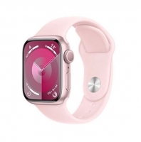 Apple Watch Series 9 GPS 45mm Alumínio Rosa com Bracelete Desportiva Rosa - S/M