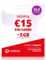 Cartão Vodafone EasyGo 15? em saldo + 3GB em carregamentos