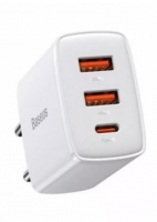 Carregador Baseus Compact Fast Charge 1 X USB-C 30W + 2 X USB-A Branco